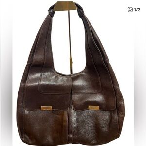 Jimmy Choo Dark Brown Leather Shoulder Bag